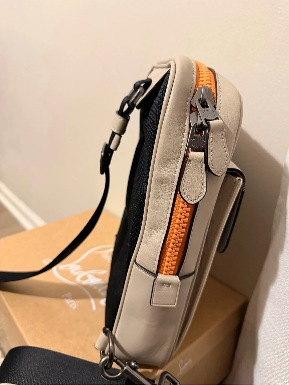Coach Men’s Compact Crossbody in Cream, Beige and Black